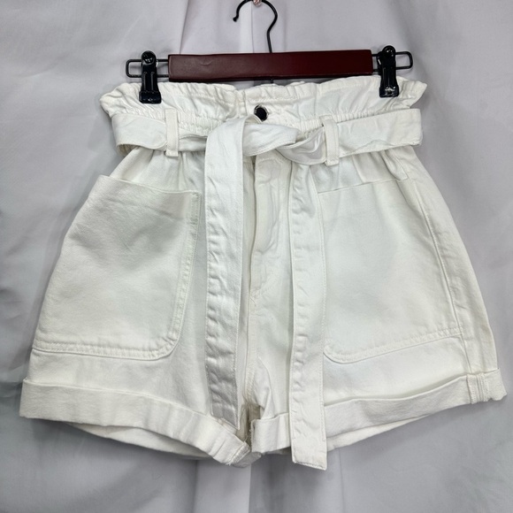 Zara white denim paperbag shorts size 4 - Picture 1 of 5